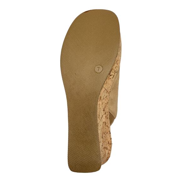 NEW White Mountain Suede Clogs Colleen Tan Cork Wedge Heels Size 7 - Picture 7 of 8